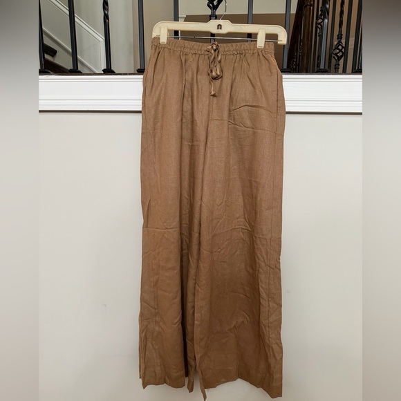 Max Studio Pants - Max Studio Relaxed Drawstring Linen-Blend Pants in Brown